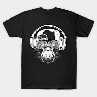 Monkey with headphones and cool sunglasses T-Shirt